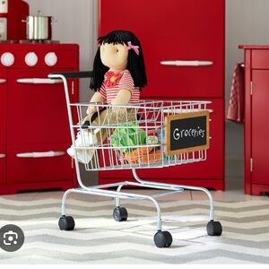 Pottery Barn Kids industrial silver and black Play Shopping Cart